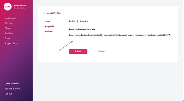 manage multiple wordpress sites with glow - generate new 2FA recovery codes - part 2