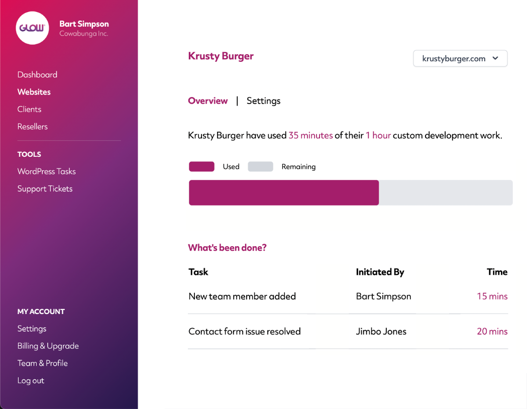 infinitewp alternative, glow, wordpress maintenance time tracking