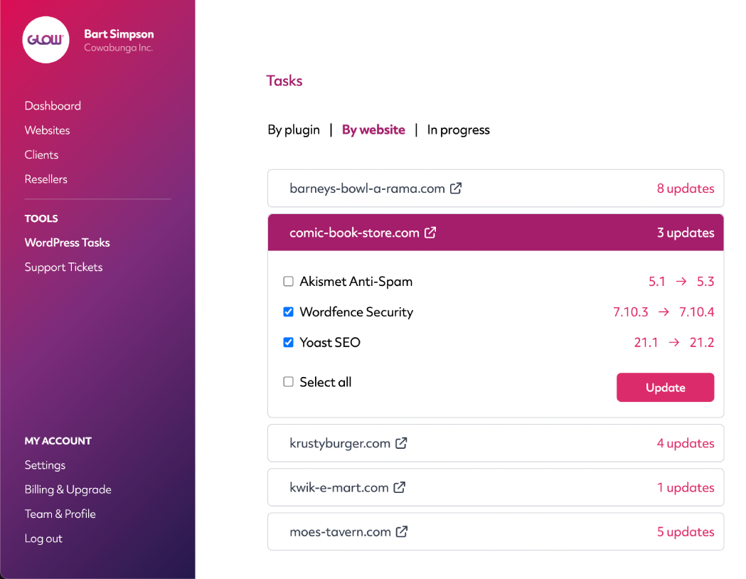 managewp alternative, glow, wordpress maintenance tasks
